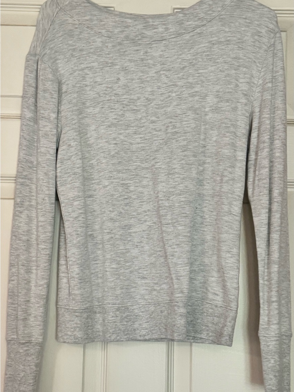 Athleta Heather Light Gray Women's Long-Sleeve Cowl Sweater
